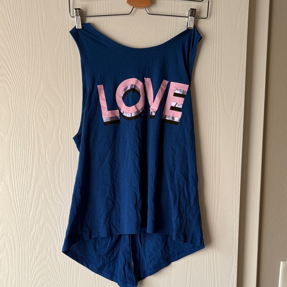 Victoria's Secret Blue Muscle Tee with Pink LOVE